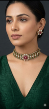 Ruby and Emerald Petal Moissanite Choker Necklace Set.