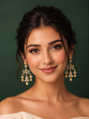 Fine Victorian Style Kundan and Cubic Zirconia Chandlier Earrings .