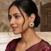 Premium Moissanite Oversized Studs With Garnet Stones .