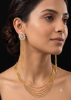 Cascading Cubic Zirconia Gold finish Cocktail Danglers