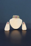 Ruby and Emerald Petal Moissanite Choker Necklace Set.