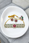 Ruby and Emerald Petal Moissanite Choker Necklace Set.