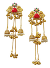 Kashmiri Style Chain Ghungroo Drops Gold finish Drop Earrings .