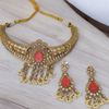 Designer Moissonite Stones Gold Foil Choker  Premium Necklace Set