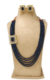 Cubic Zirconia Pendant Multi Blue onyx String Necklace Set