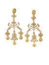 Fine Victorian Style Kundan and Cubic Zirconia Chandlier Earrings .