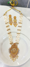 Premium Gold Finish Heritage Aesthetics Long Haram Necklace Set