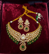 Designer Moissanite Stones Gold Foil Collar Necklace Premium Set .