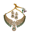Designer Moissanite Stones Gold Foil Collar Necklace Premium Set .