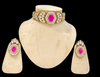 Designer Premium Kundan , Ruby Stone Contemporary Collar Necklace Set .