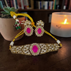 Designer Premium Kundan , Ruby Stone Contemporary Collar Necklace Set .