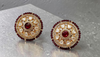 Premium Moissanite Oversized Studs With Garnet Stones .