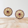 Premium Moissanite Oversized Studs With Garnet Stones .