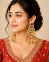 Kashmiri Ghungroo Drops Premium Gold Finish Chandlier Jhumki Earrings .