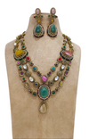 Royal Gold Premium Multicolor Gemstones Layered Necklace Set