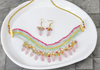 Contemporary Pastel Bloom Vibrant Onyx Beaded Choker set .