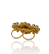 Gold Finish Premium AC Kundan Two Finger Adjustable Ring