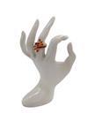 Gold Finish Ruby and Cubic Zirconia Baugette Stones Party Ring