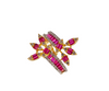 Gold Finish Ruby and Cubic Zirconia Baugette Stones Party Ring