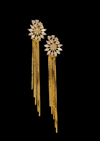 Cascading Cubic Zirconia Gold finish Cocktail Danglers