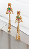 Indo Western Matt Gold Peacock Heritage Floral Ghungroo Bead Drop Danglers