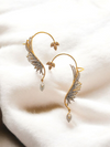 Wing Design Two Tone Plating Cubic Zirconia Ear Cuffs