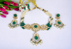 Kundan Floral Pendant With Multi-String Onyx n Pearl Beads Necklace Set