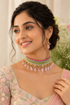 Contemporary Pastel Bloom Vibrant Onyx Beaded Choker set .