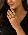 Royal Gold Finish Two Finger Statement Ring