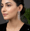 Indo Western Fashion Premium Cascading Fringes American Diamond , CZ Danglers